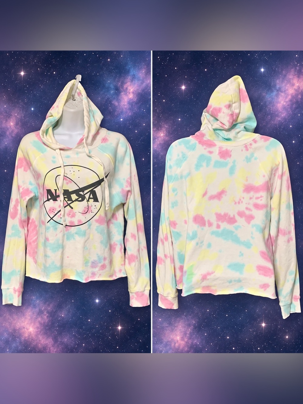 NASA Grayson Threads Pastel Tie-Dye Cropped Hoodie – Women’s Medium